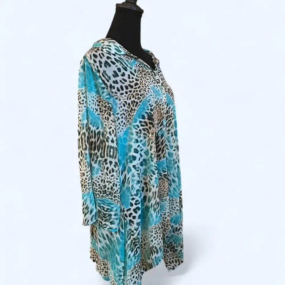 Zac & Rachel glam fairy leopard print blouse Size Large NWOT - Picture 3 of 7